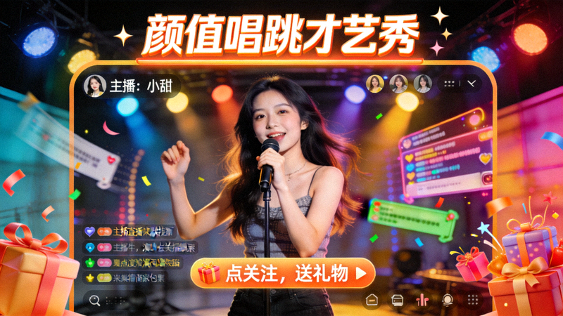 颜值唱跳才艺表演直播间画面